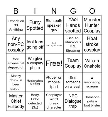 Anime Expo Bingo Card