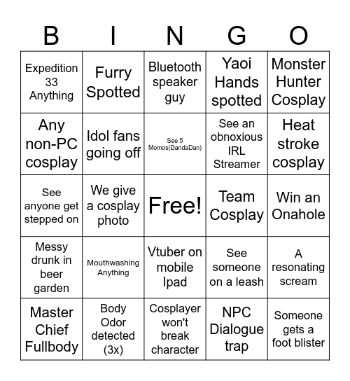 Anime Expo Bingo Card