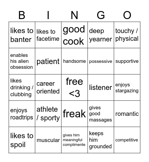are you oikawa’s type? Bingo Card