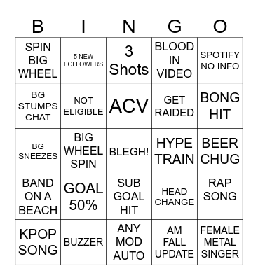 LBS WILD WEDNESDAY Bingo Card