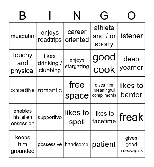 are you oikawa’s type Bingo Card
