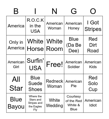 Red, White & Blue Bingo Card