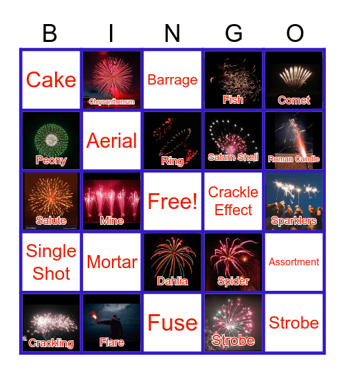 Fireworks for the 4th Bingo Card