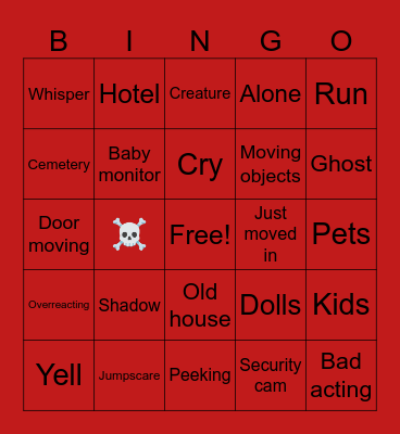 Scary Bingo Card