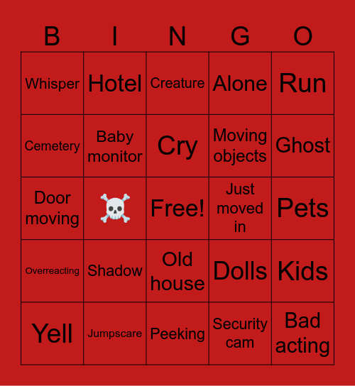 Scary Bingo Card
