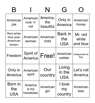 America/USA/Freedom Bingo Card