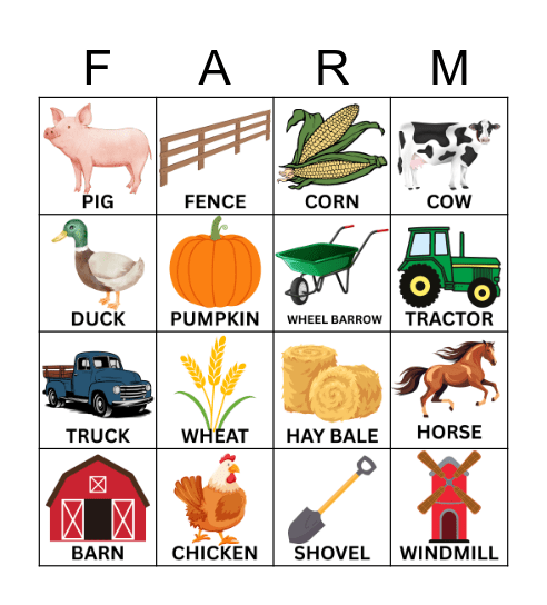 FARM BINGO Card