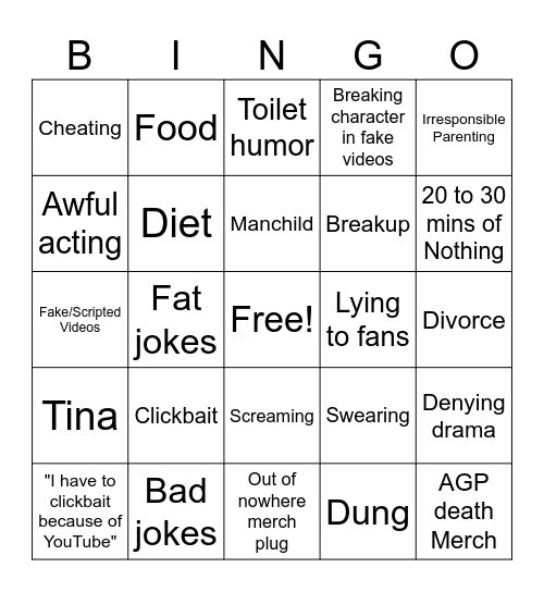 KidBehindACamera Bingo! Bingo Card