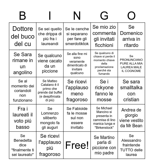 Laurea Stefano Frocigliulo Bingo Card