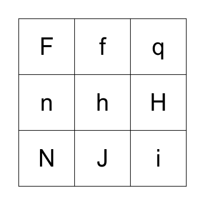 Big and Little Letters Bingo Card