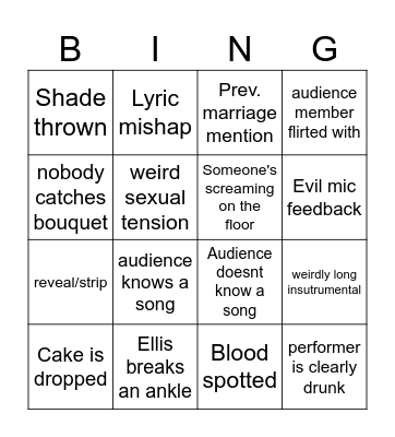 Evil wedding bingo Card