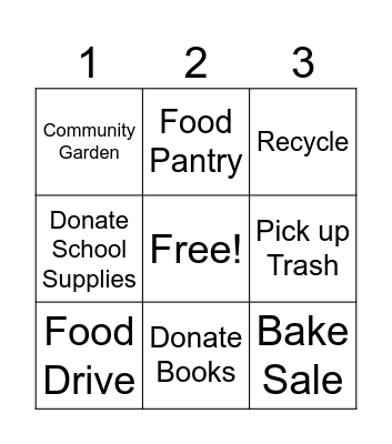 Community Service Bingo Card