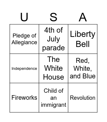 4th of July Bingo Card