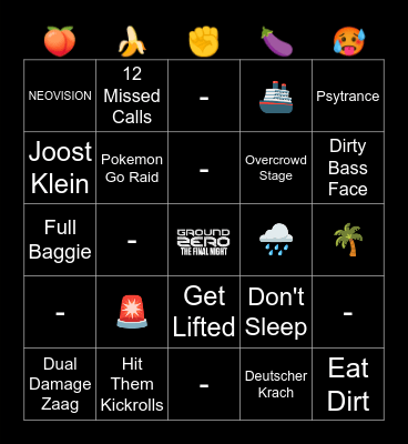 Ground Zero Bingo Card
