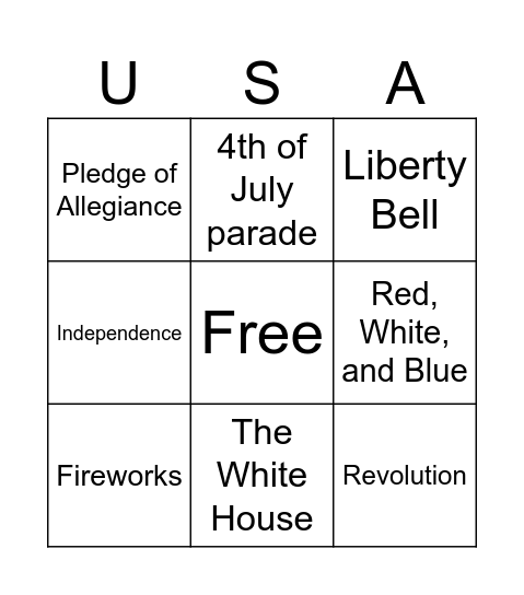 4th of July Bingo Card