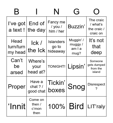 Love Island UK 2025 (v3) Bingo Card