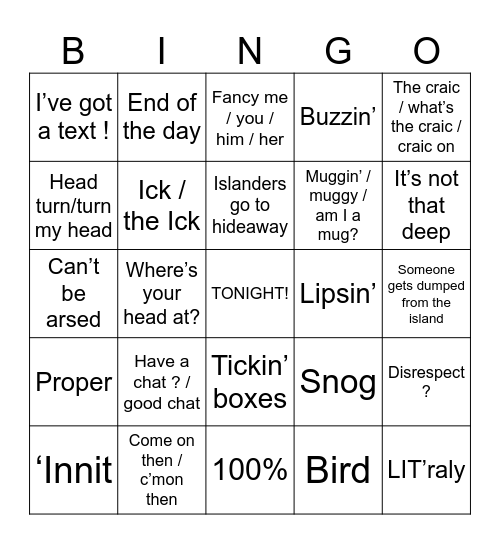 Love Island UK 2025 (v3) Bingo Card