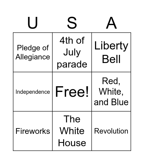 4th of July Bingo Card