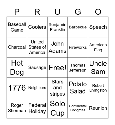 BBQ/4TH OF JULY Bingo Card