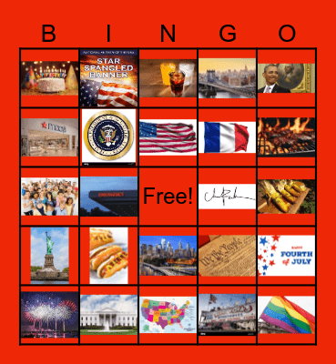 Stars and Stripes Bingo Card