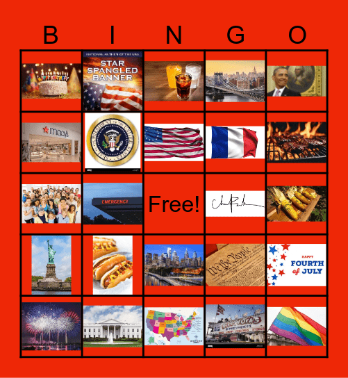 Stars and Stripes Bingo Card