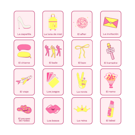 Bridal Shower Bingo Card