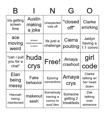 LOVE ISLAND BINGO Card