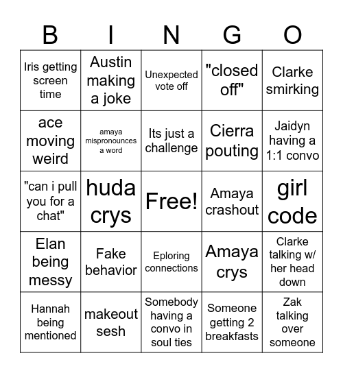 LOVE ISLAND BINGO Card