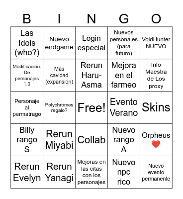 Livestream 2.1 ZZZ Bingo Card