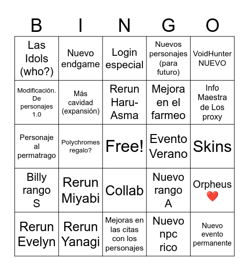 Livestream 2.1 ZZZ Bingo Card