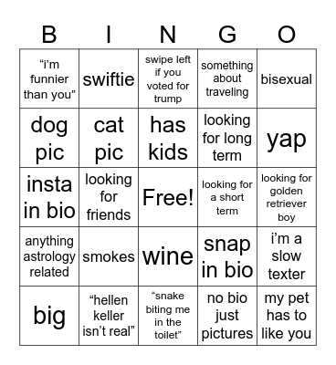 hinge bingo 3.0 Bingo Card