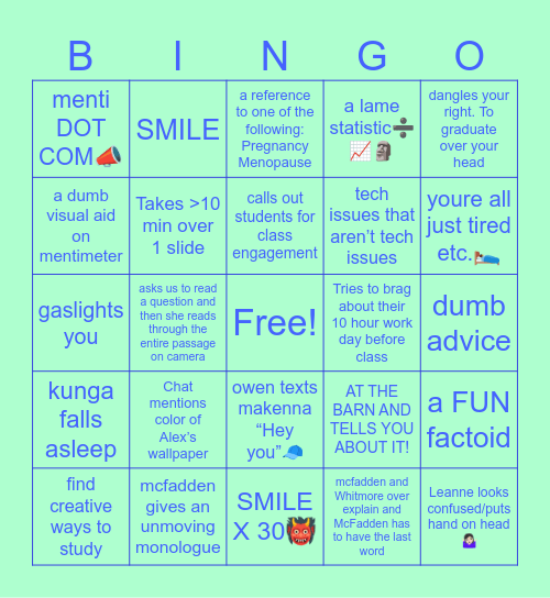 McBadden Board💅🤡✨👩‍🔧 Bingo Card