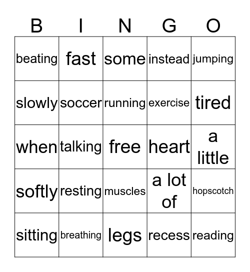 Healthy Living 1-2 Bingo Card