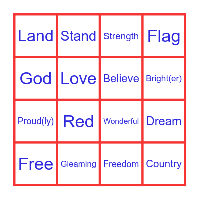 4th of July Bingo Card