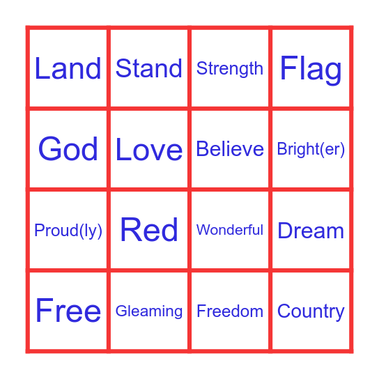 4th of July Bingo Card