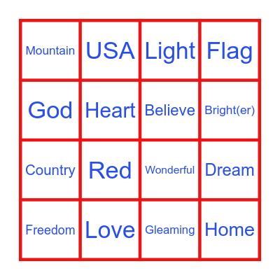 4th of July Bingo Card
