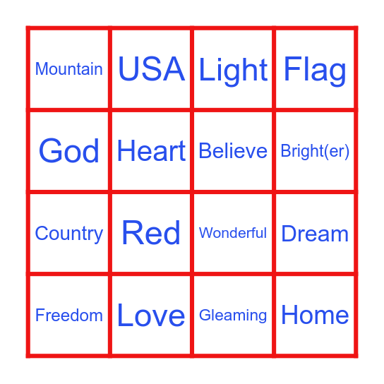 4th of July Bingo Card