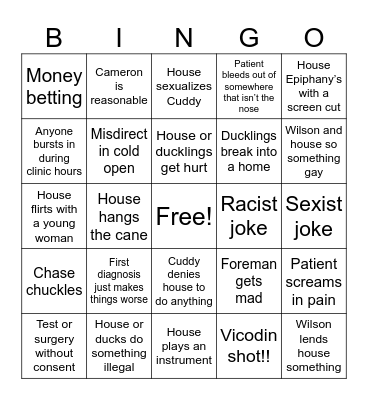 House md Bingo Card
