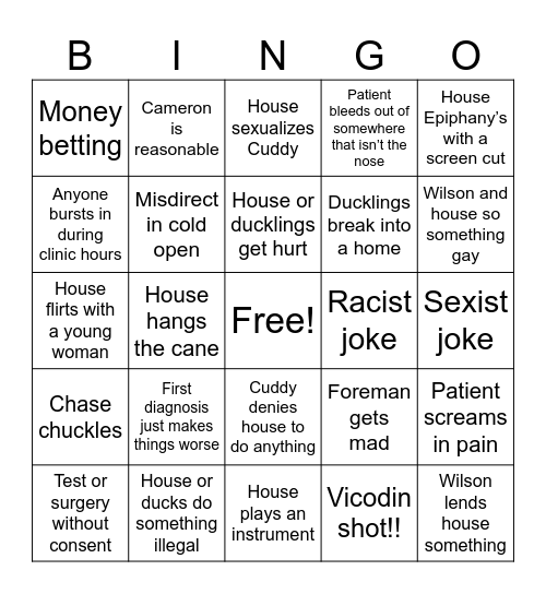 House md Bingo Card