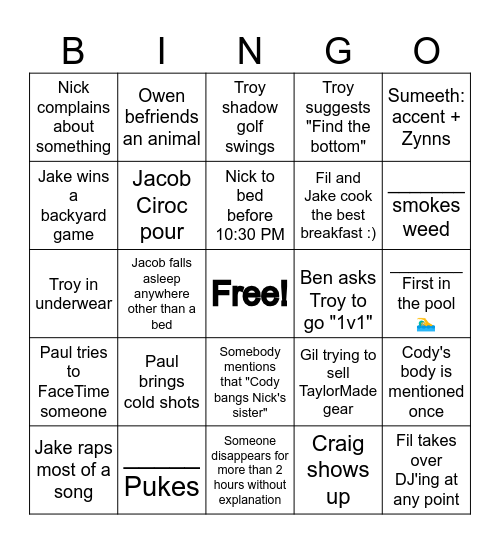 DAWG PARK 2025 Bingo Card