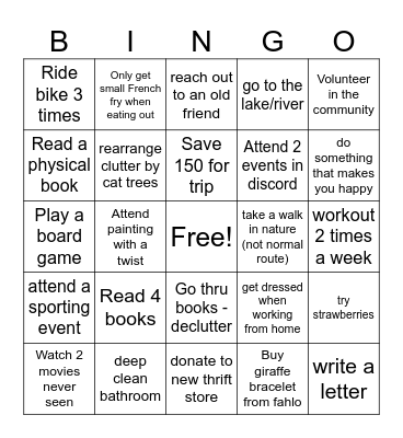 July Bingo Card