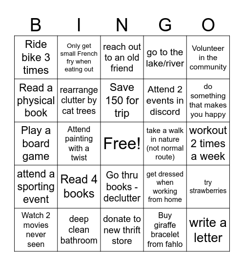July Bingo Card