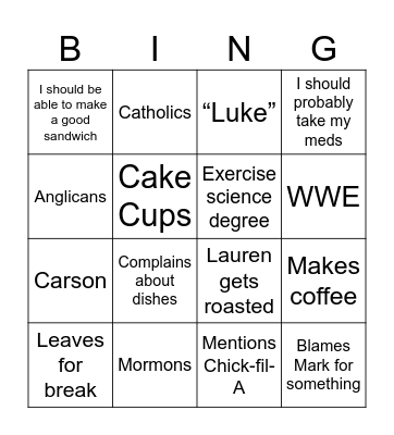 JES Lauren Bingo Card
