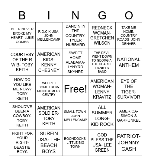 RED, WHITE & BBQ Bingo Card