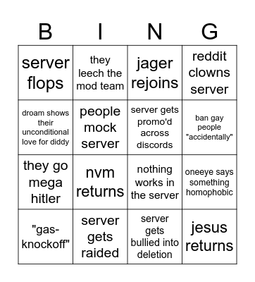"""DROAM""" RETURN Bingo Card