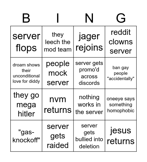 """DROAM""" RETURN Bingo Card