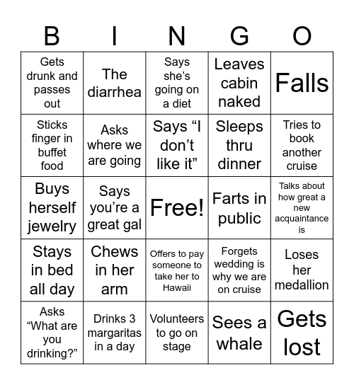 Cruise Bingo Card