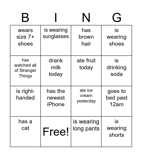 Find someone who... Bingo Card