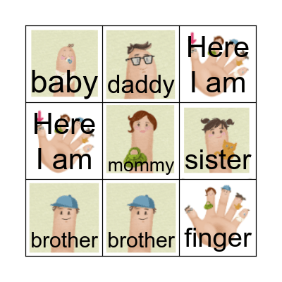 Family Finger Bingo Card