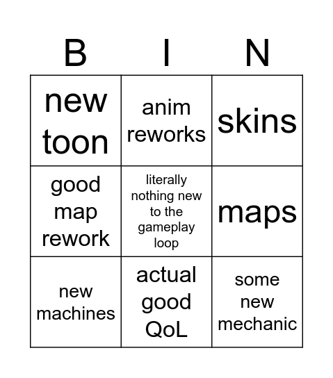 DW update card Bingo Card
